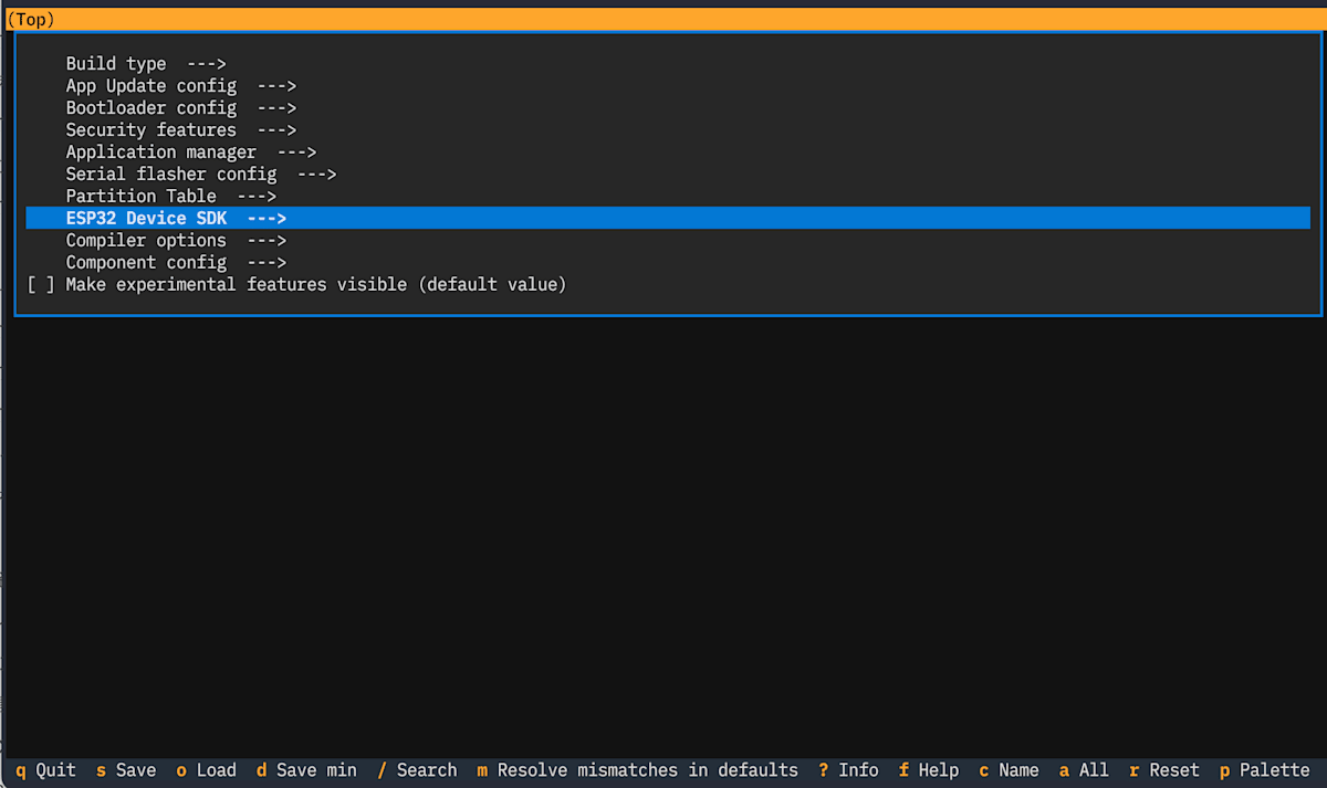 ESP32 Device SDKを選択した画面