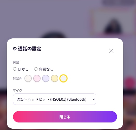 ビデオ通話の画面の例