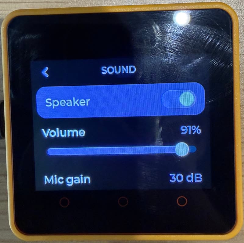 SpeakerとVolumeが表示されたSound設定画面