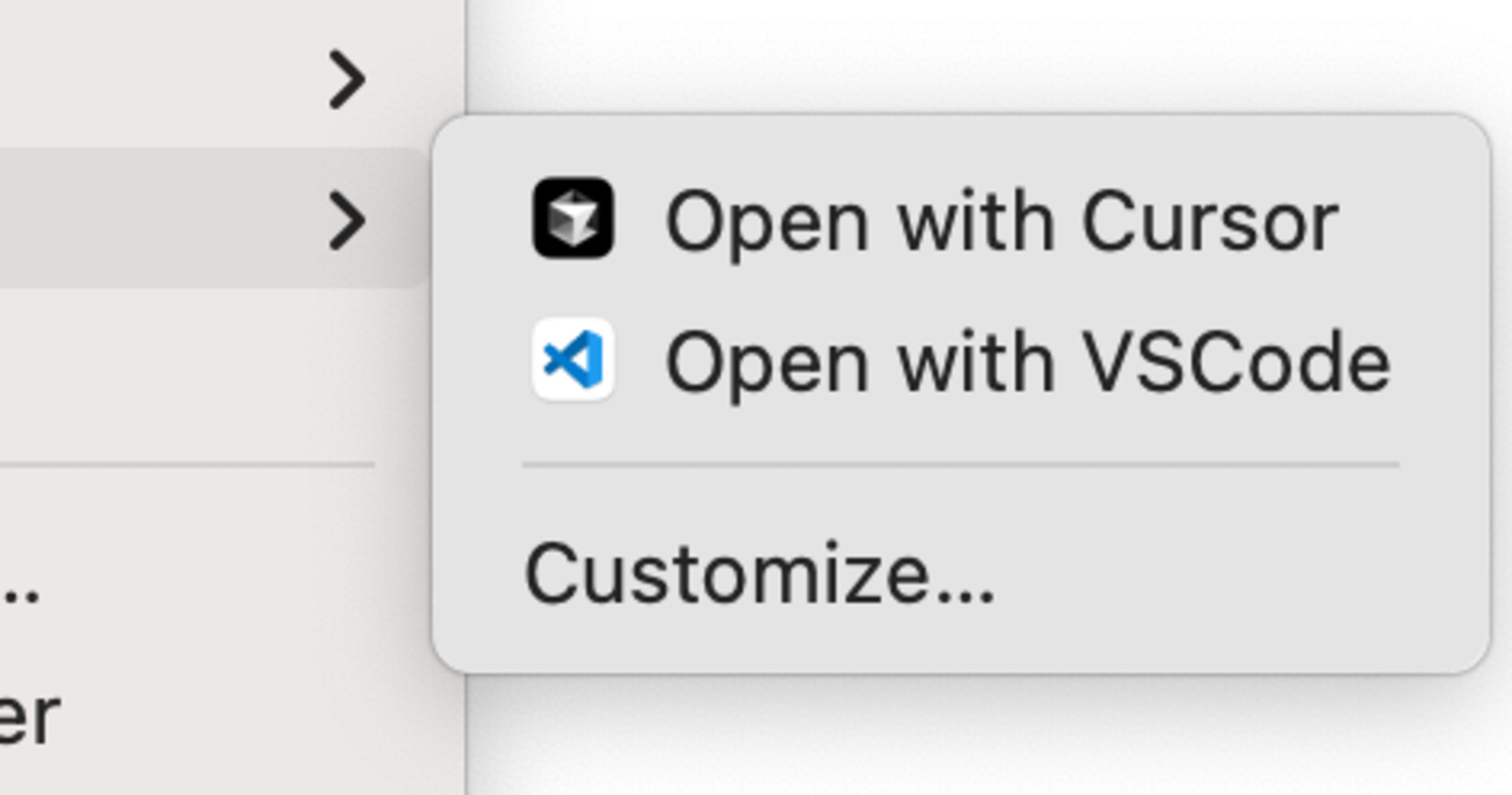 MacOSのフォルダの開く方法にAutomatorで[Open with]を追加できました