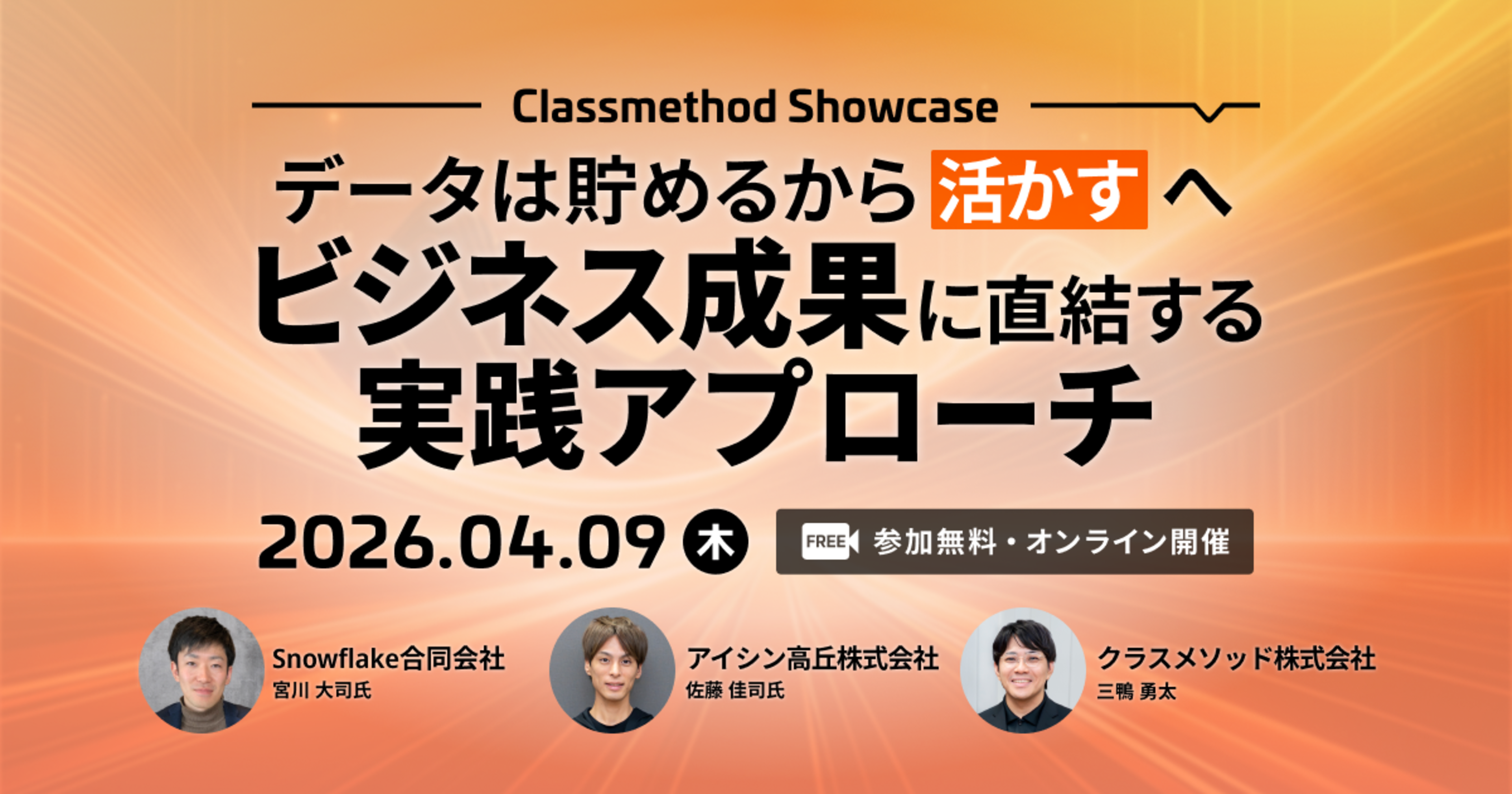 【4/9（木）】Classmethod Showcase データは"貯める"から"活かす" へ ビジネス成果に直結する実践アプローチ