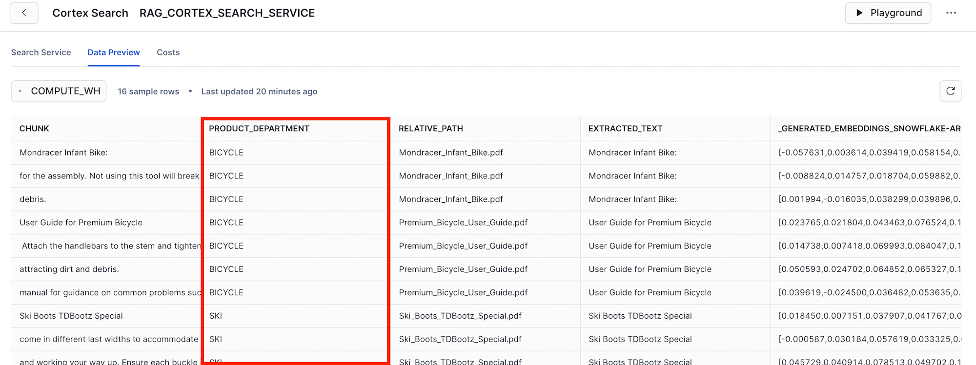 Cortex Searchサービスに登録したドキュメント