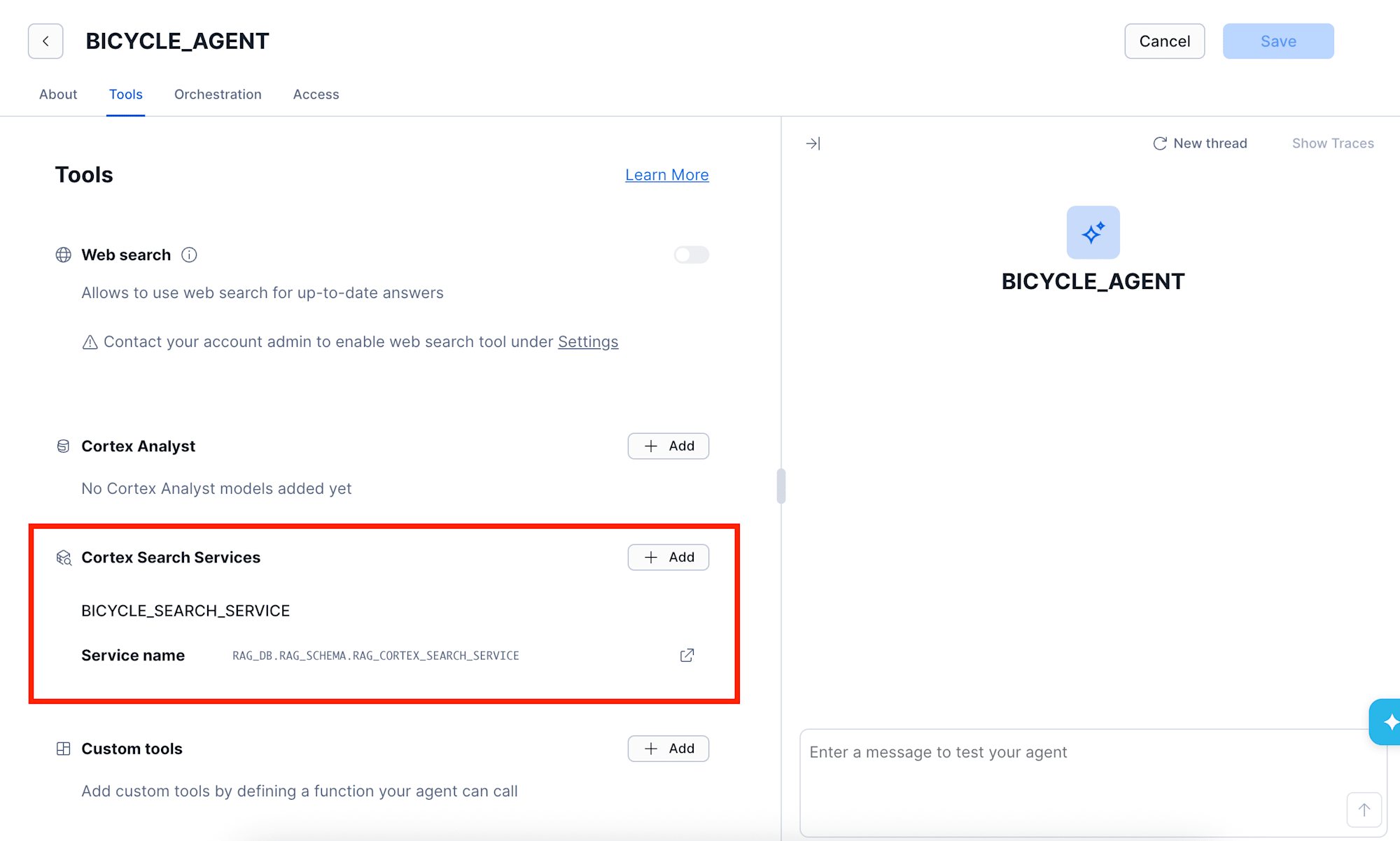 Cortex Searchサービスをツールとして登録