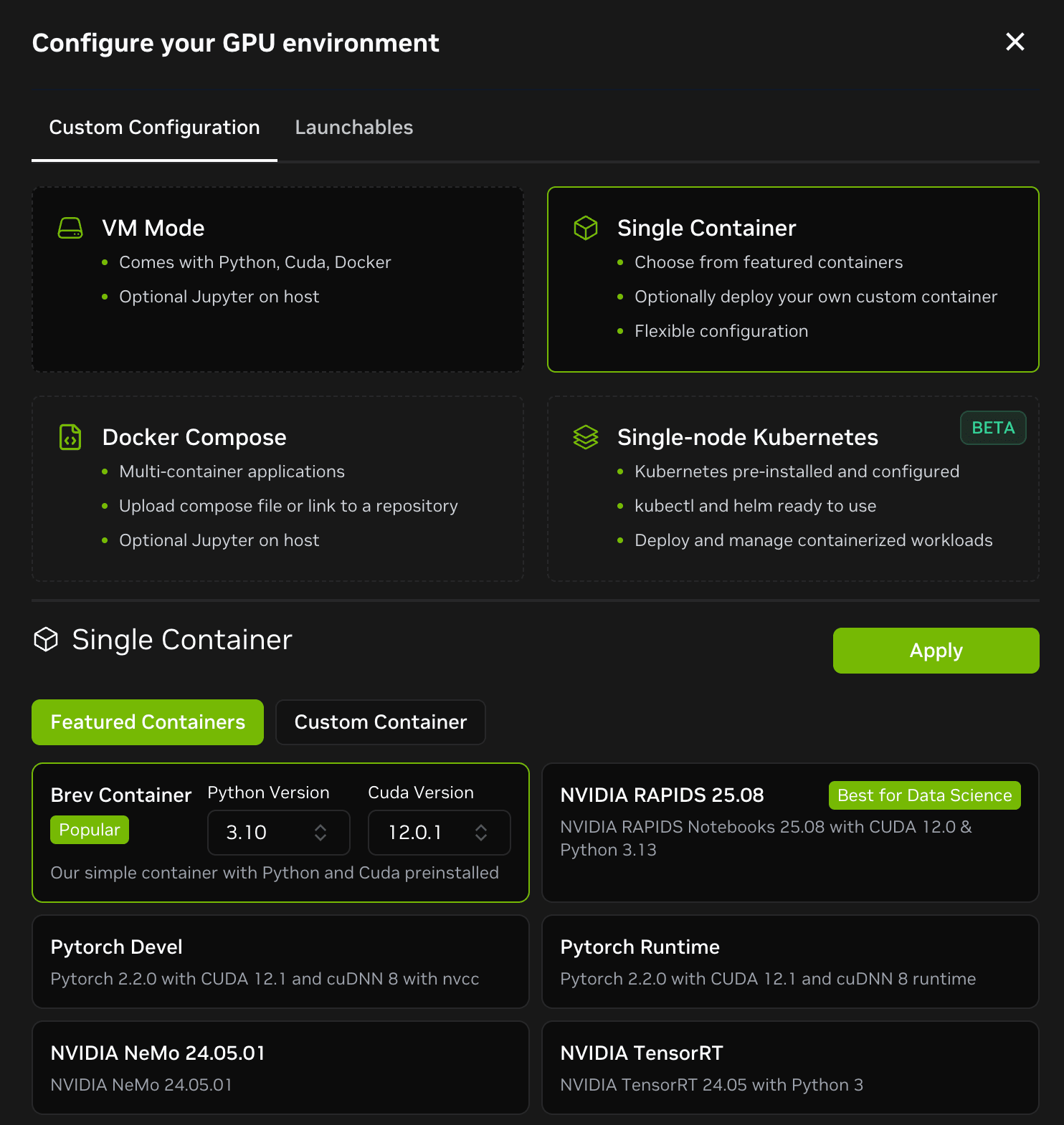 Brev GPU 環境設定