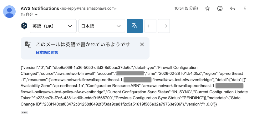 Firewall Configuration Changedののメール