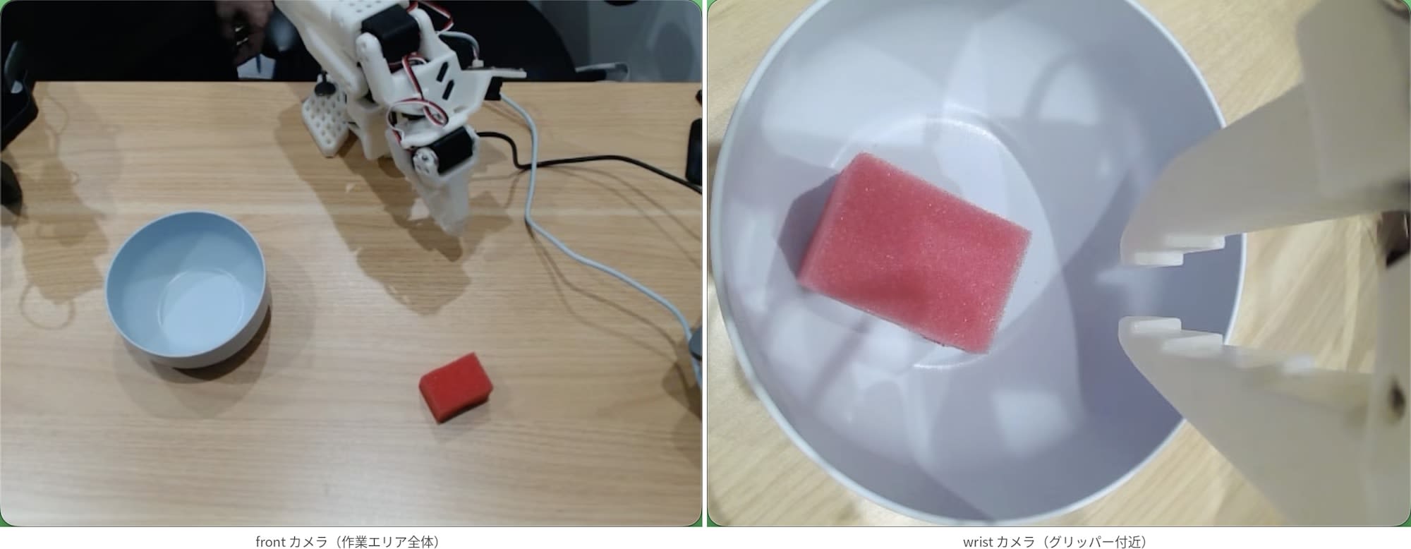 front カメラと wrist カメラの画角
