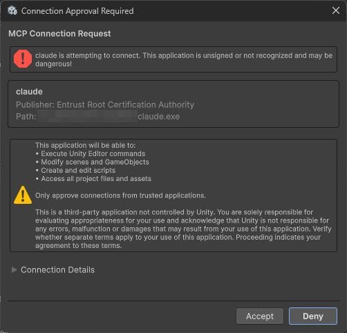 connection request dialog