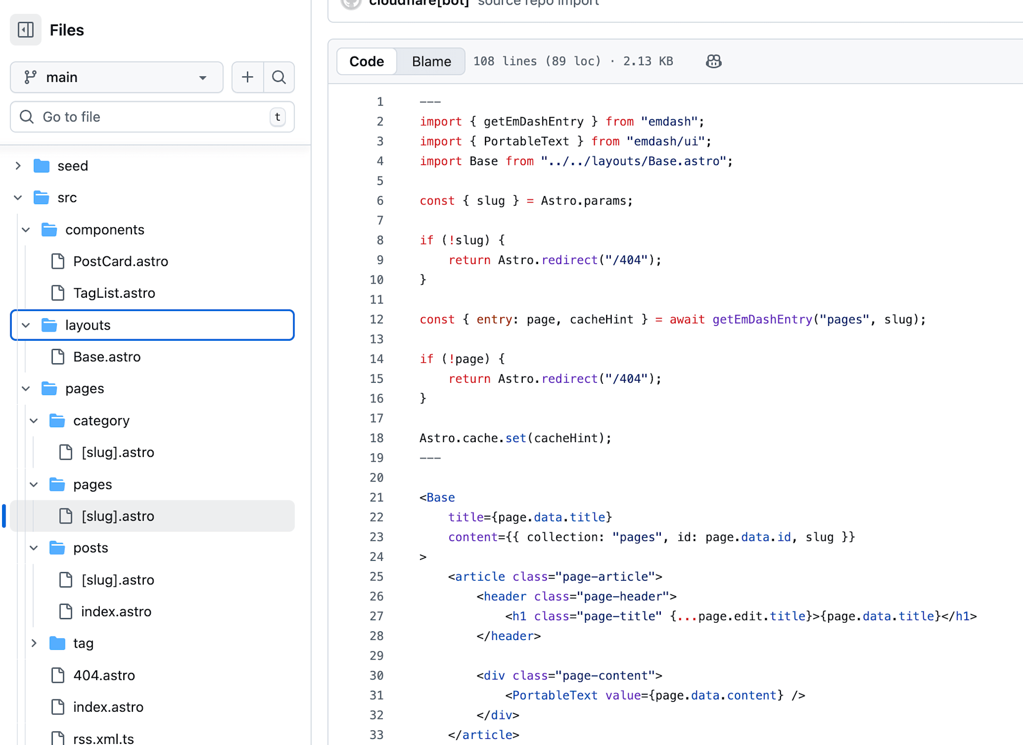 GitHubリポジトリ - Astroソースコード