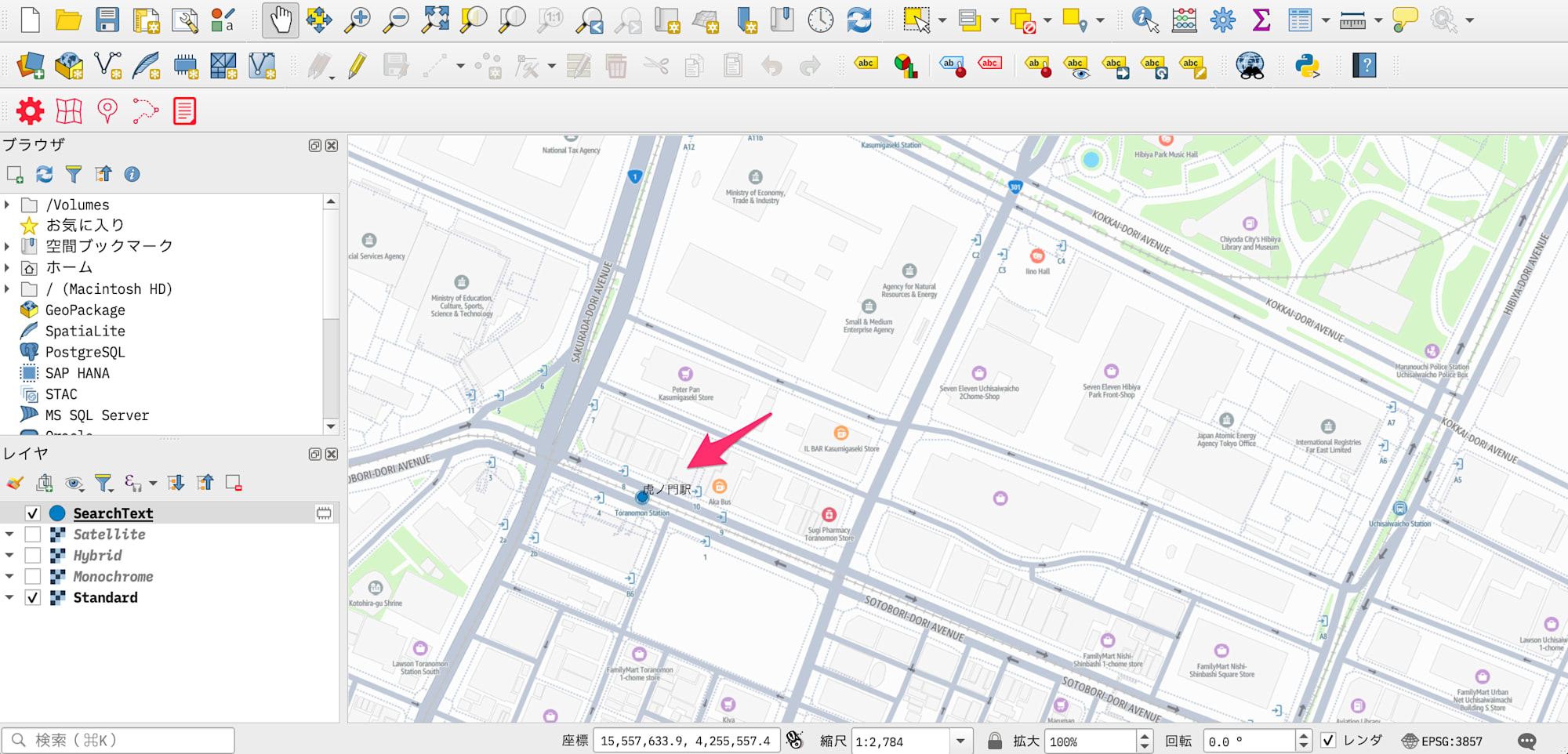 ジオコーディング結果のポイントレイヤー表示