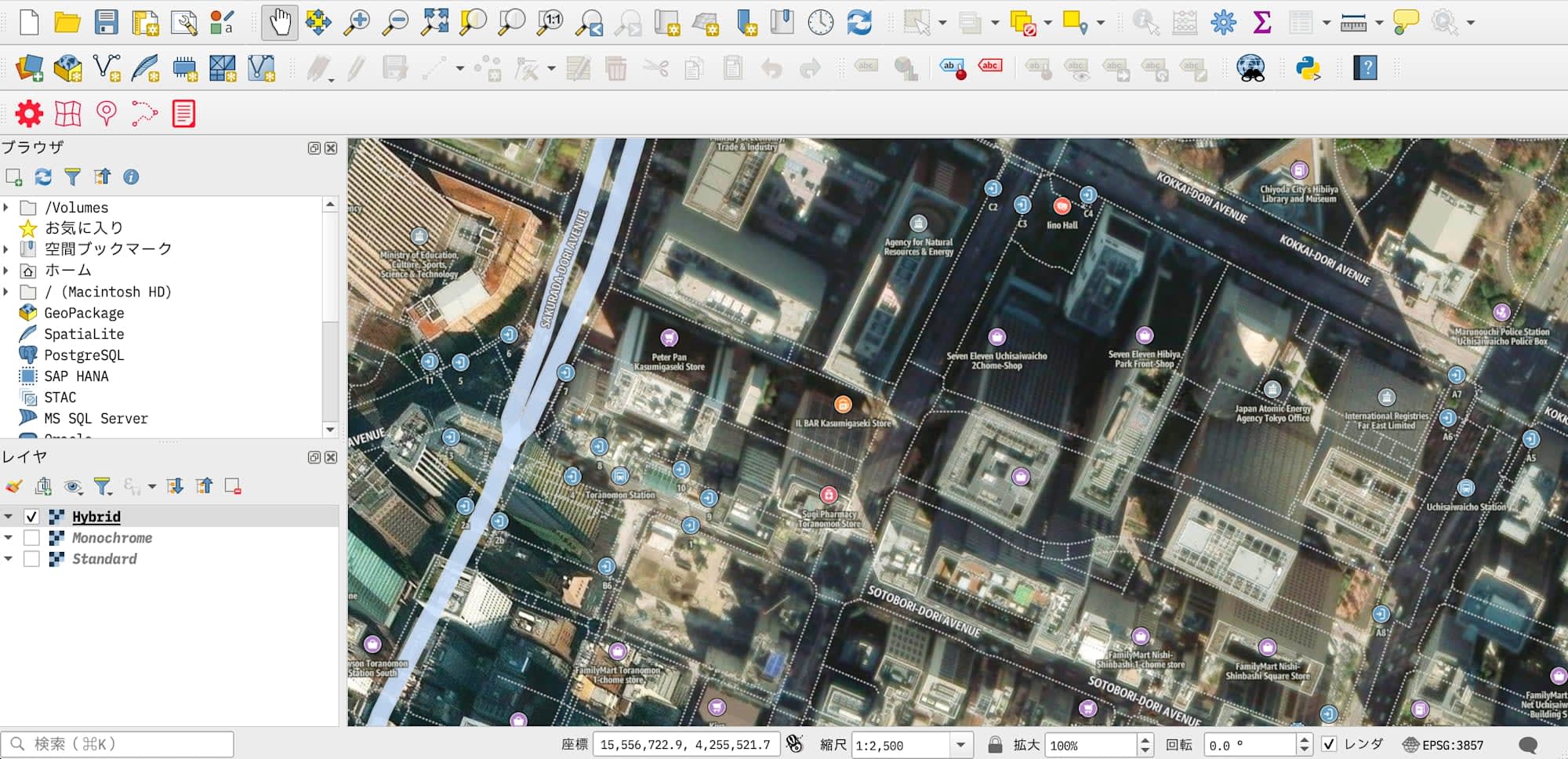 Hybridスタイルの表示結果