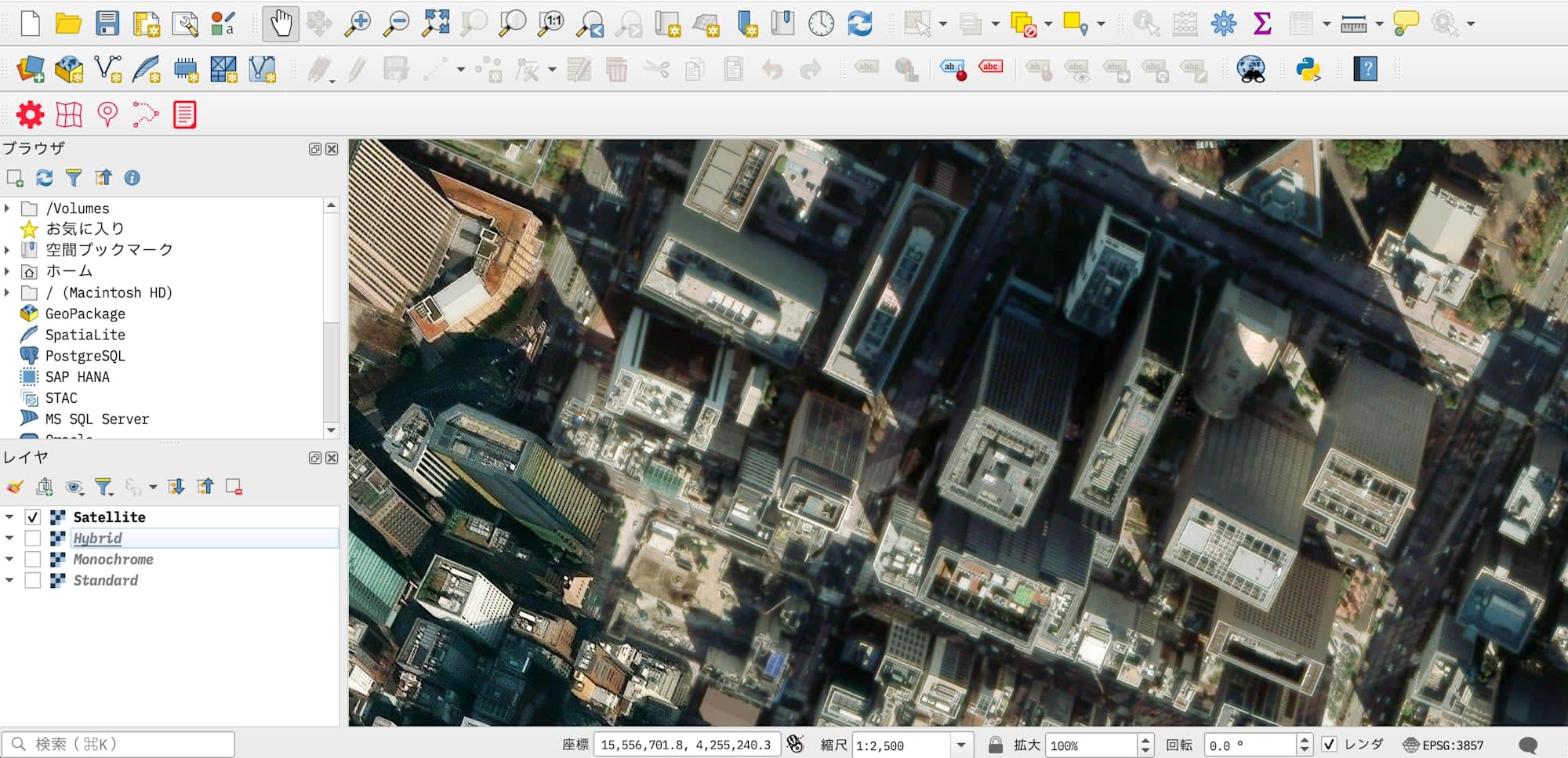 Satelliteスタイルの表示結果