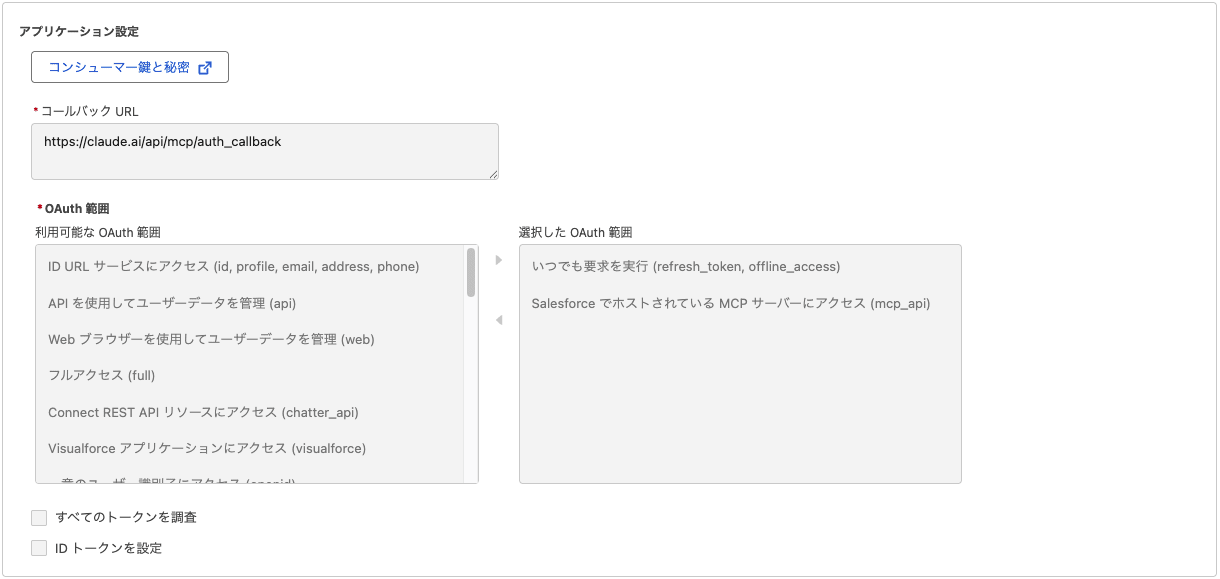 アプリケーション設定