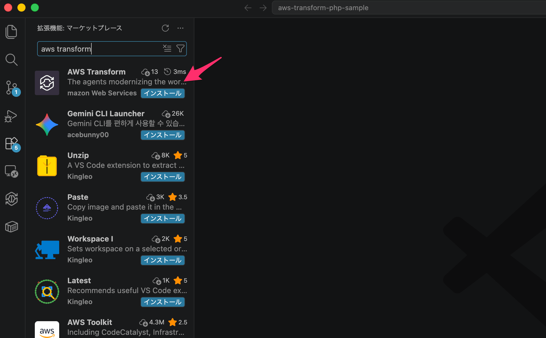 VS Code extension installation