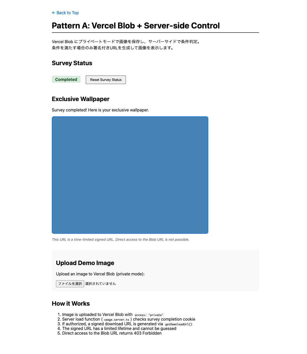 Survey完了後の画面