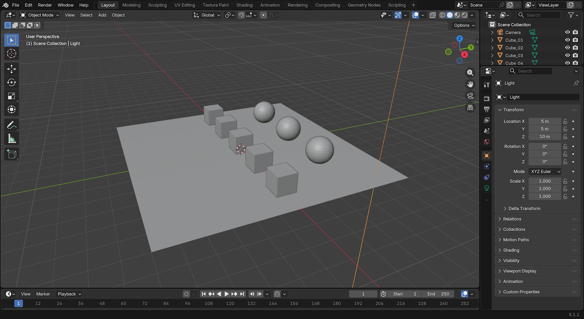 Claude Code が生成したプリミティブシーンのウィンドウ