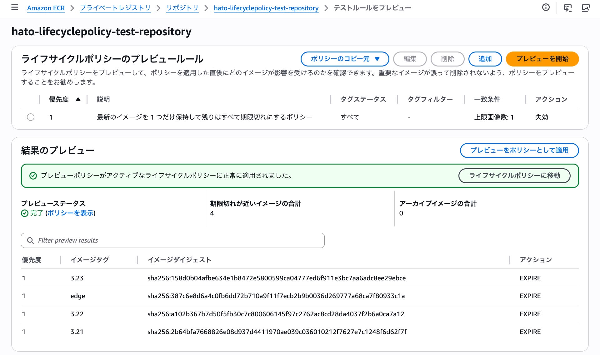 ECR Lifecycle Policy Verification 11
