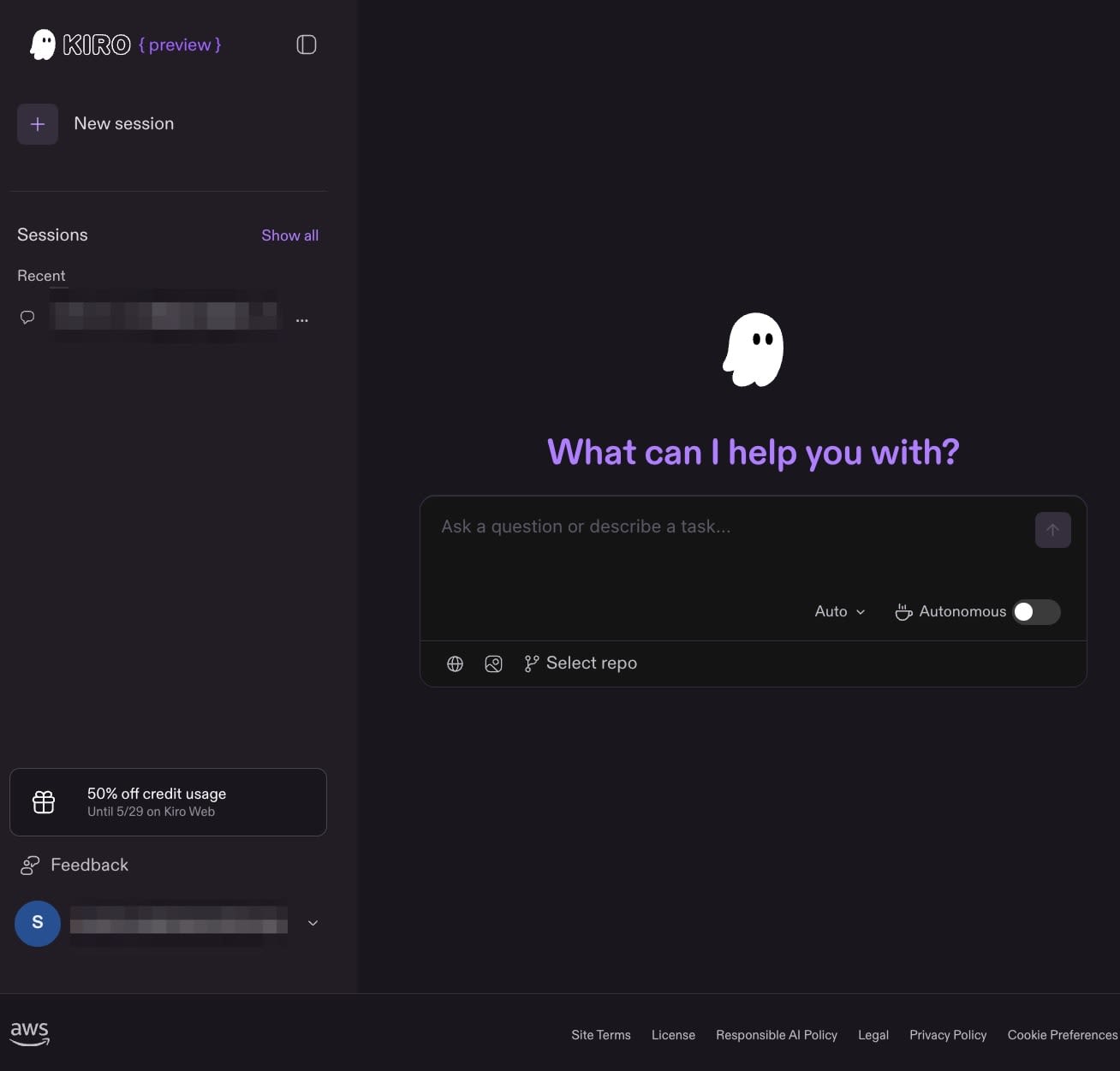 Kiro Webログイン直後(Webチャット)