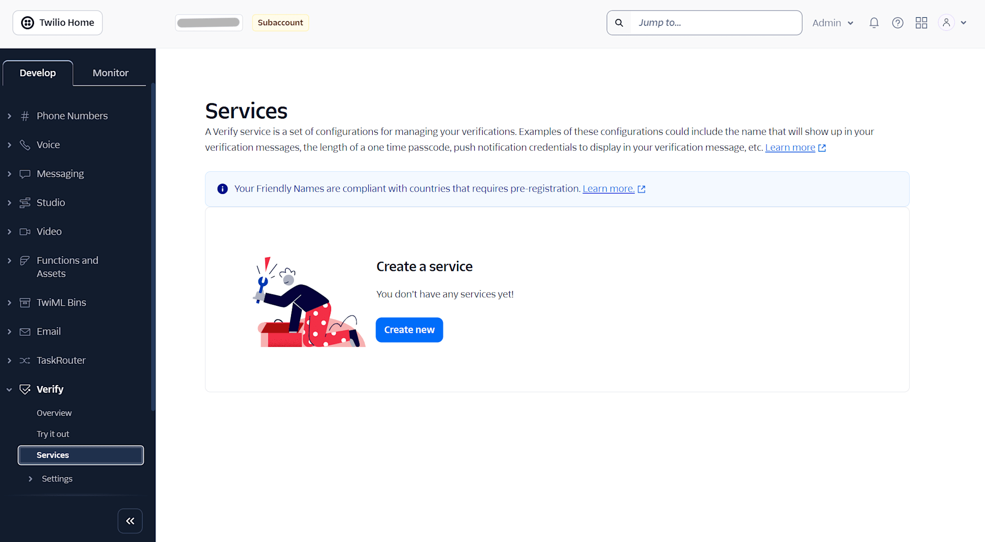 create new verify service