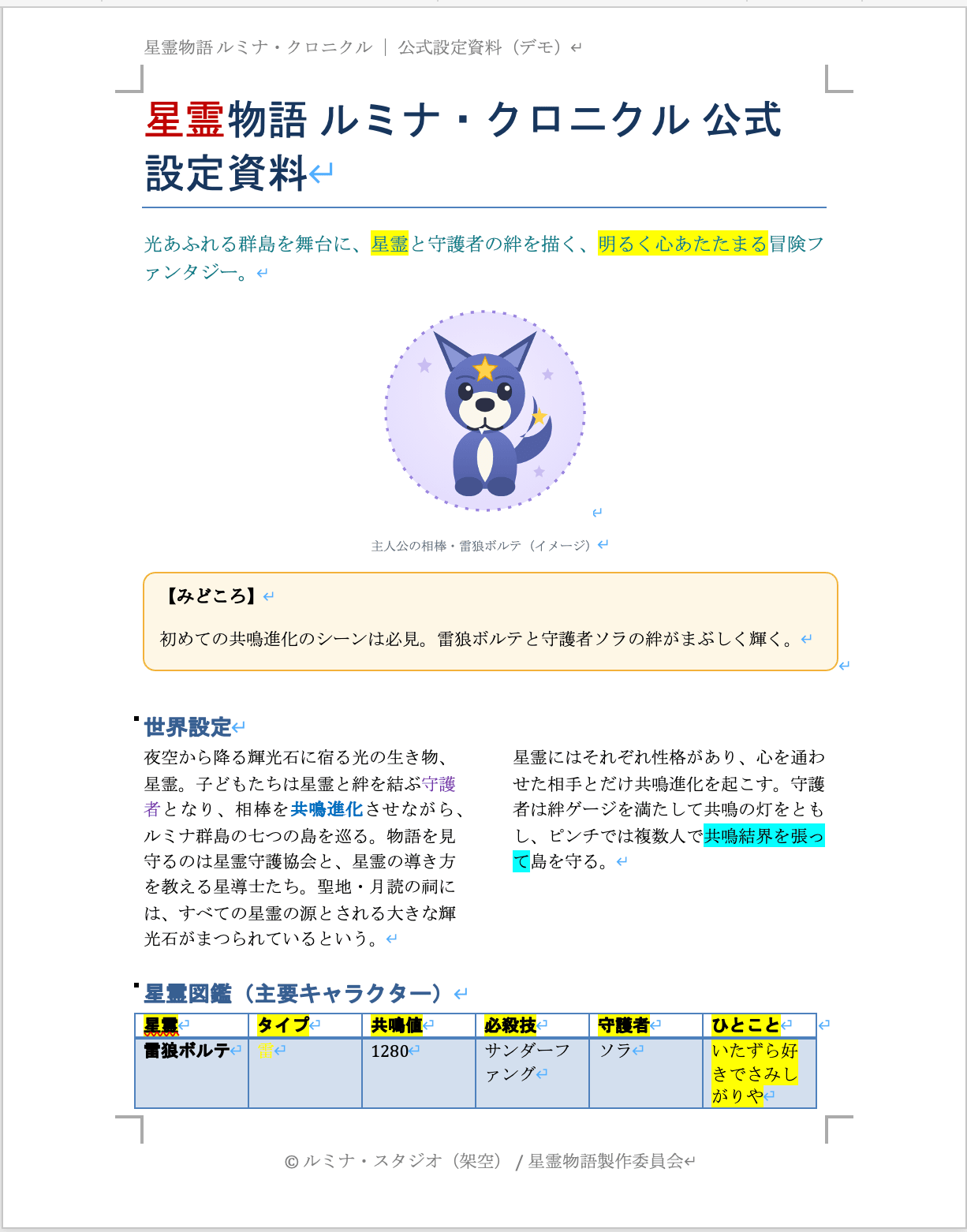 翻訳前のWord 1ページ目(日本語)