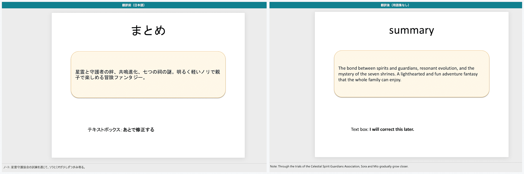翻訳前後の比較（PowerPoint 7枚目・まとめ）