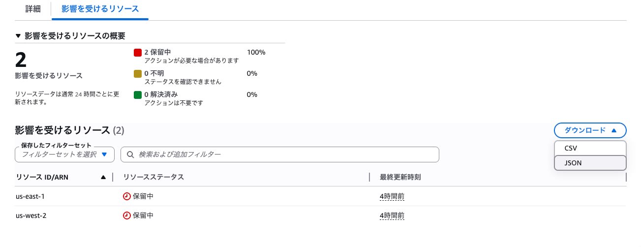 影響を受けるリソース