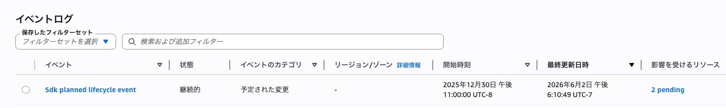 イベントログ一覧