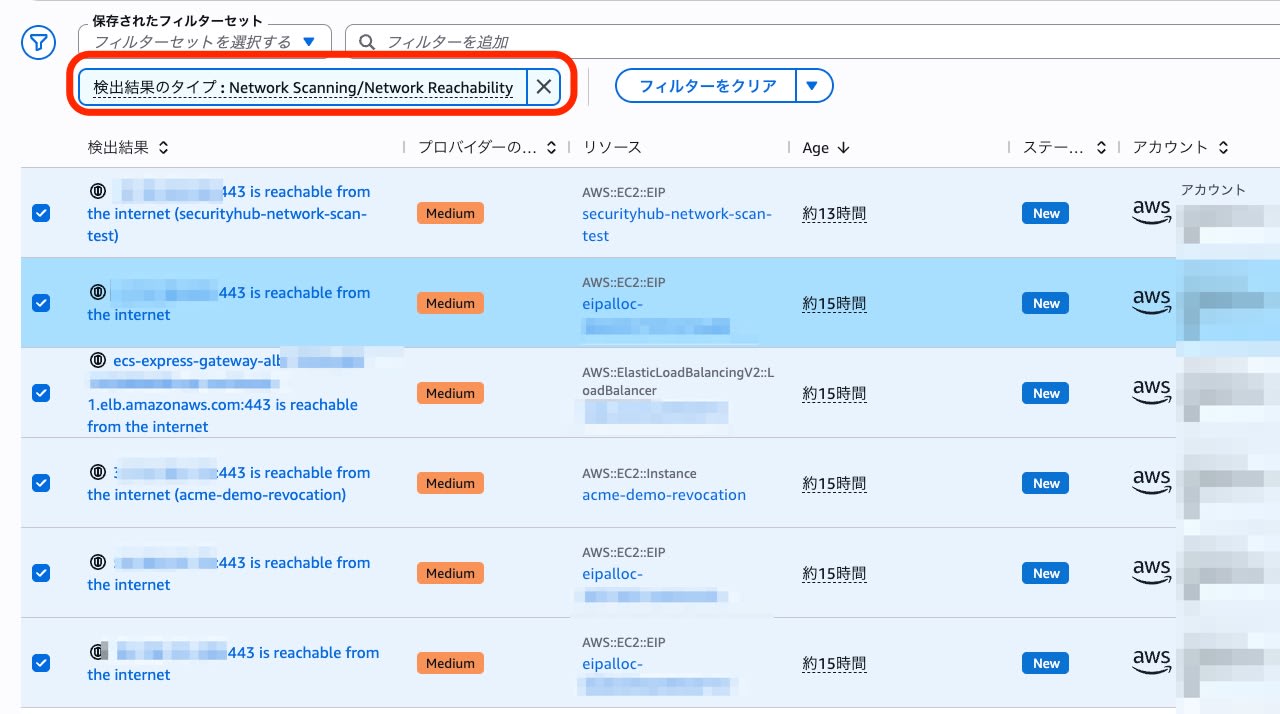 Network Scan Finding 一覧
