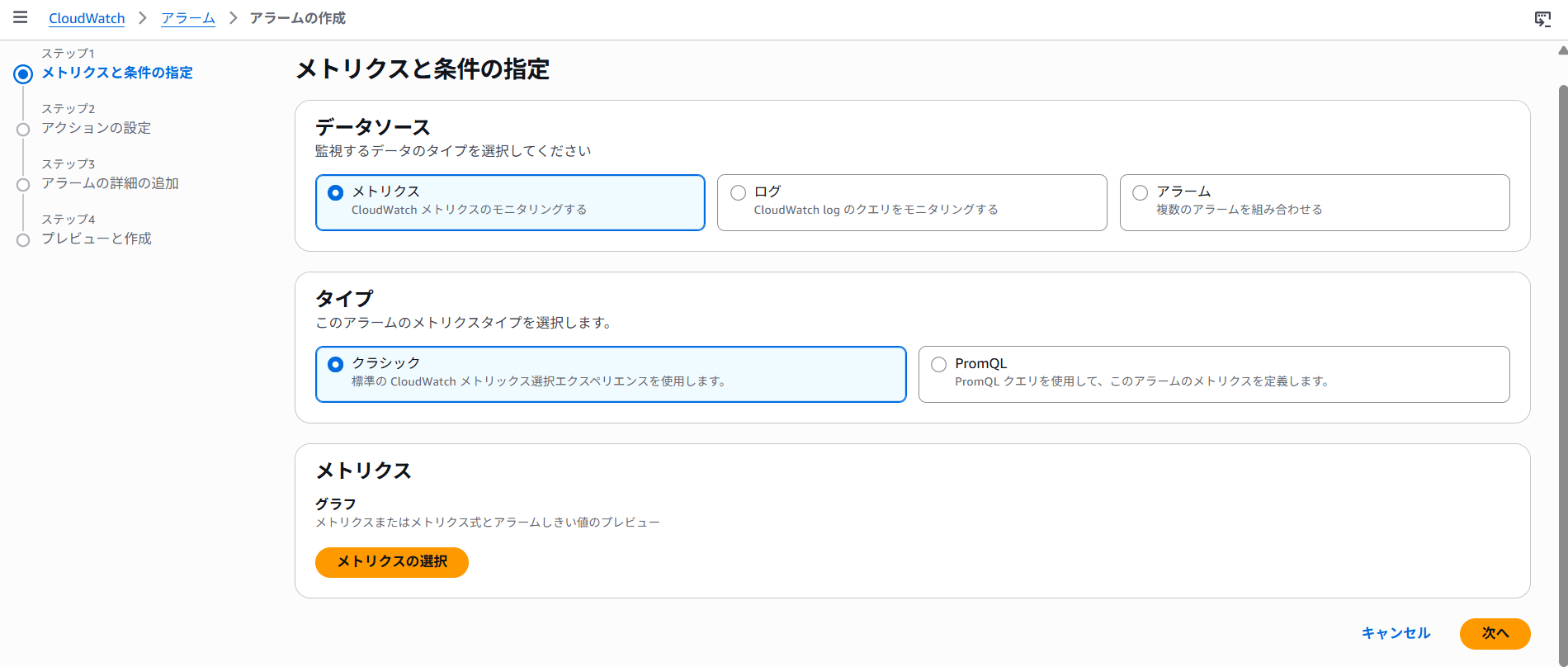 CloudWatchメトリクス