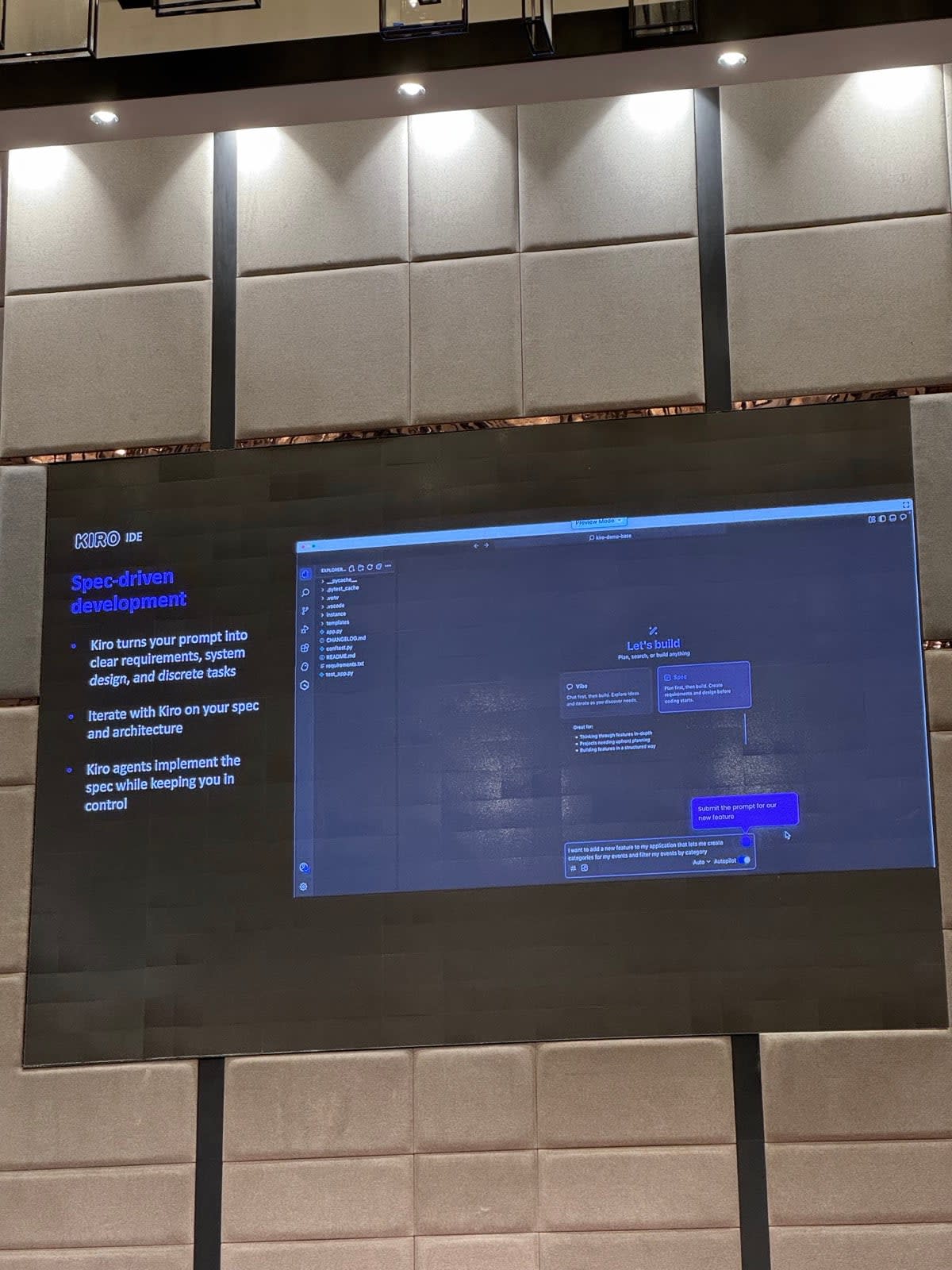 Kiro IDE slide explaining spec-driven development