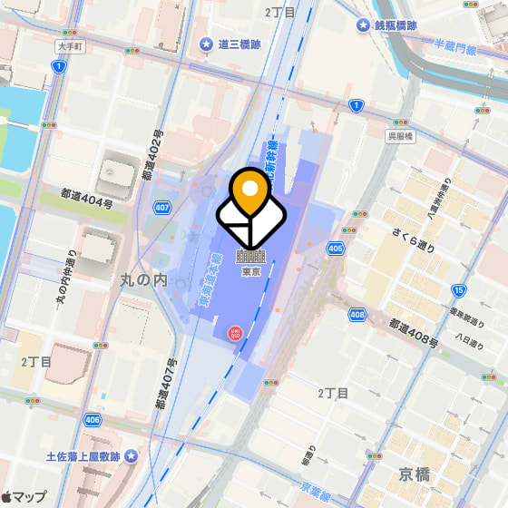 Snapshotsで取得した地図画像（カスタムピン指定）