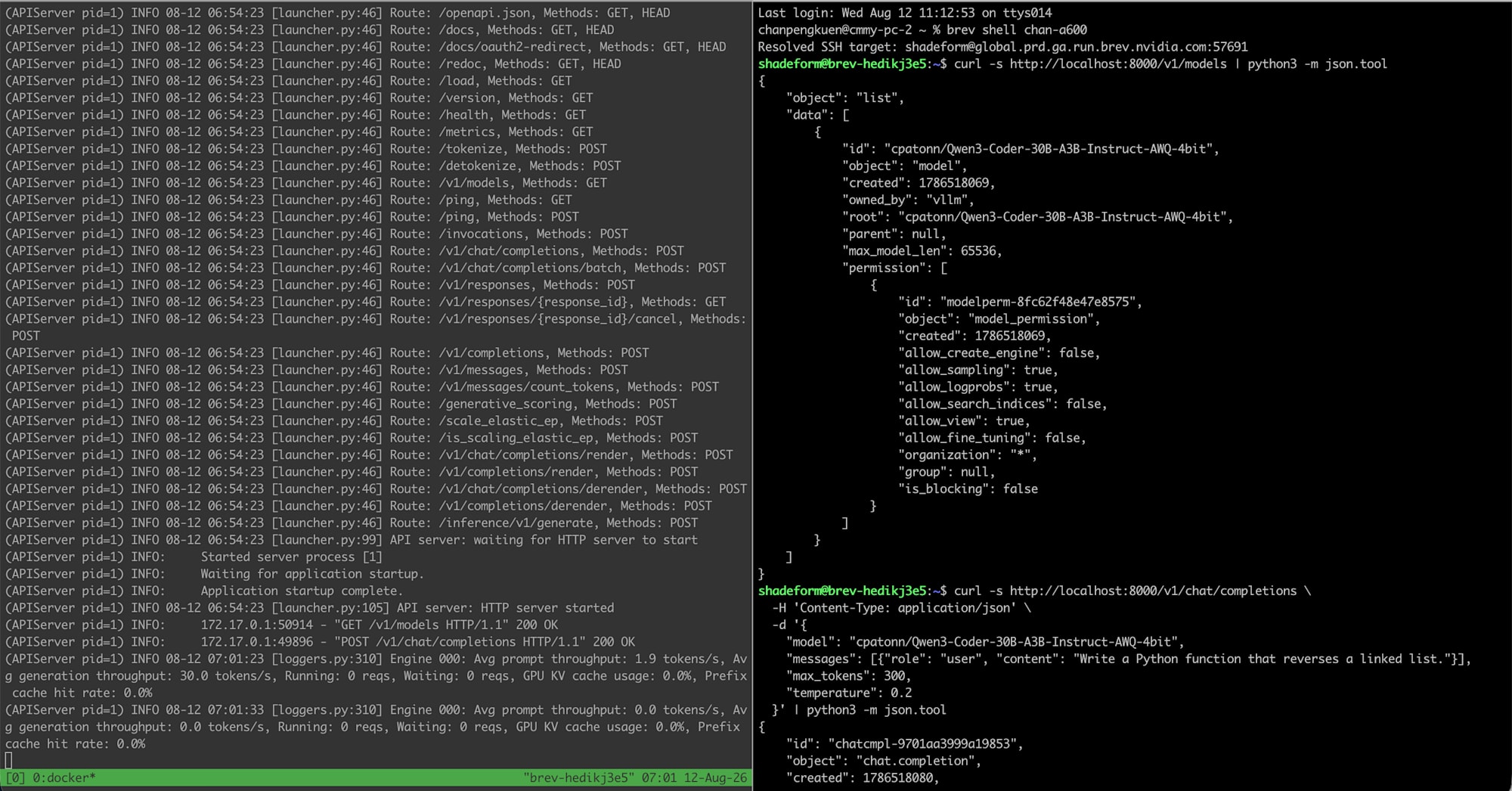 Chat completion request succeeding