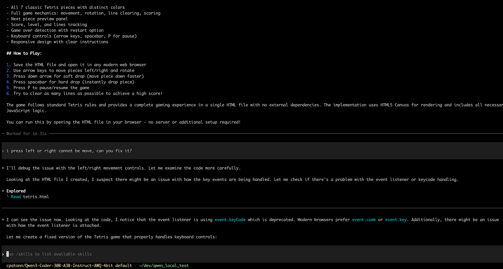 Codex debugging the keyboard input bug