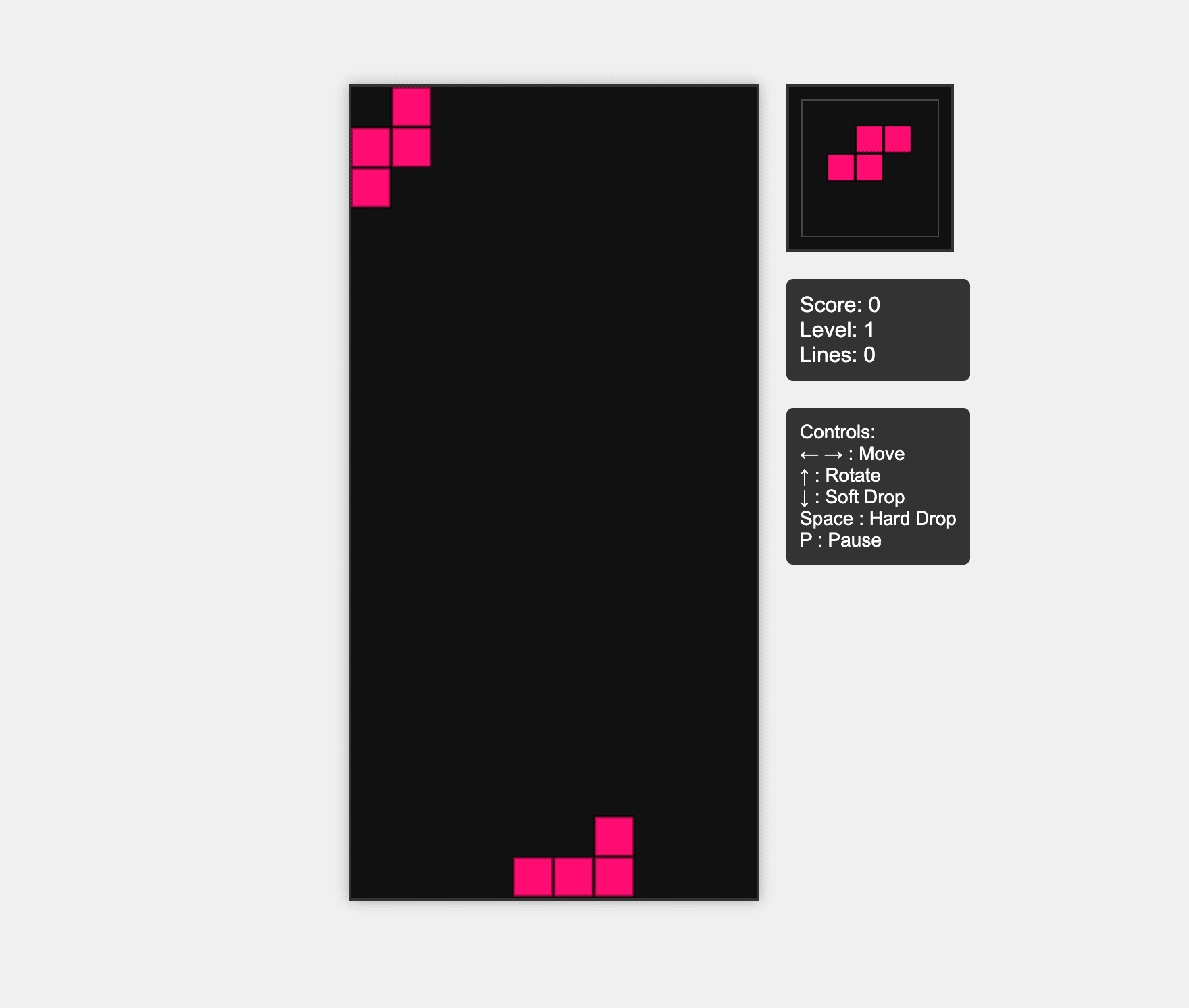 Working Tetris game