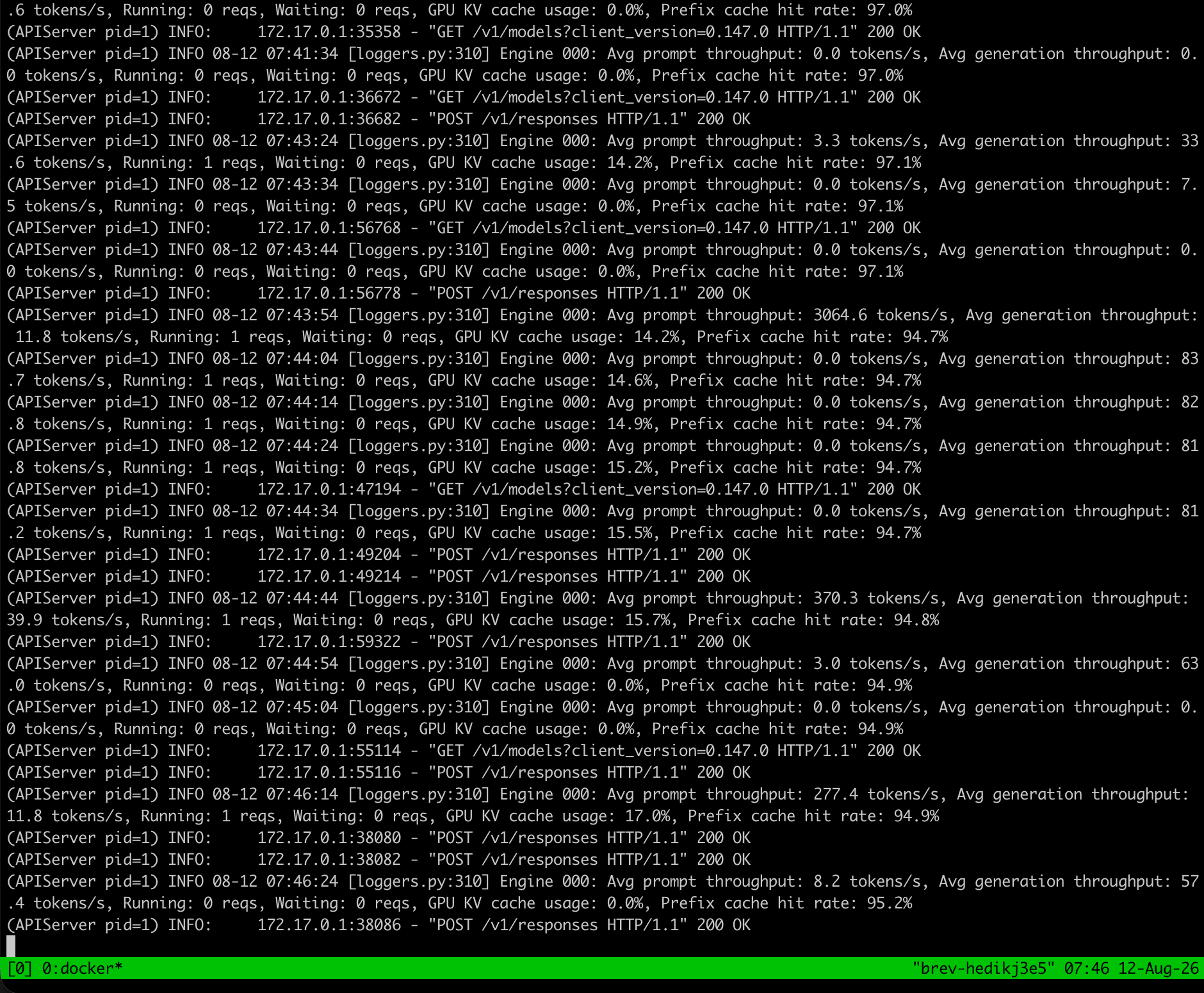 vLLM throughput logs