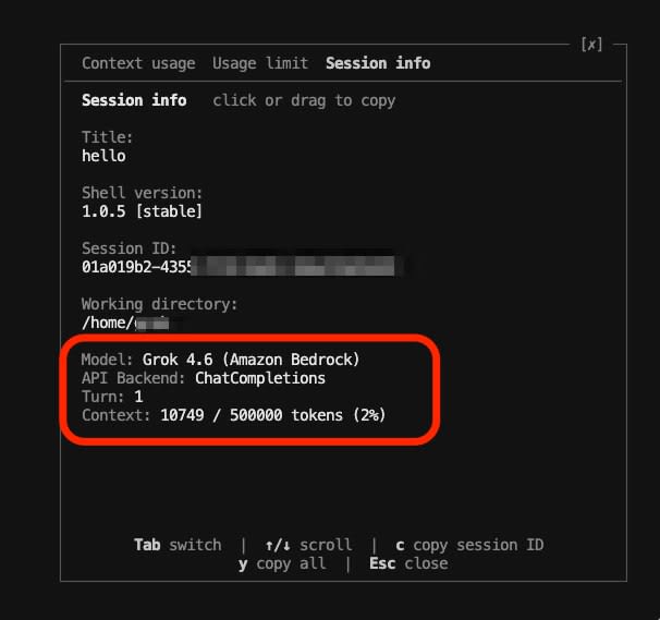 Session infoの表示
