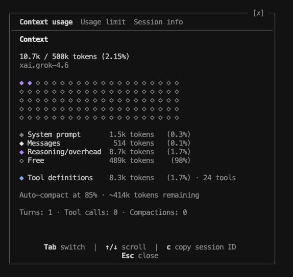 Context usageの表示