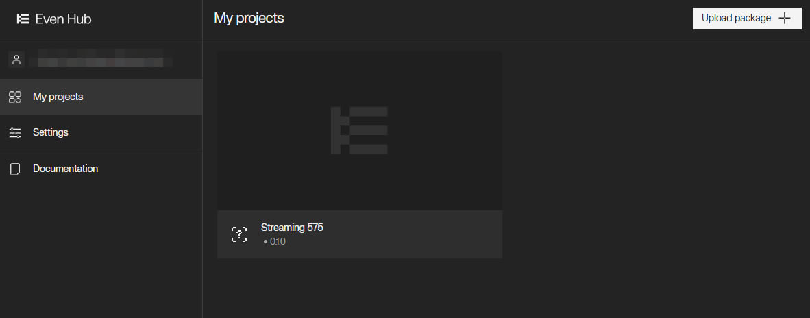 Even Hub の My projects 画面