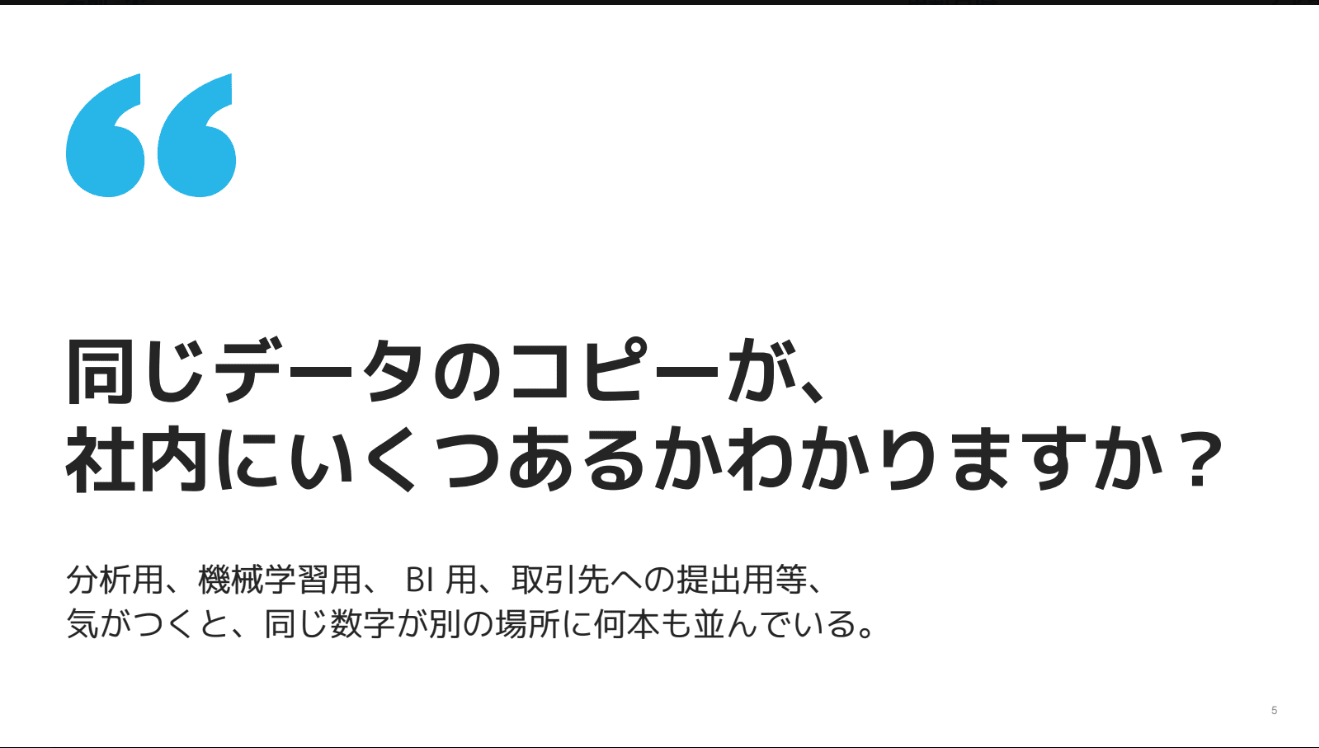 「なぜデータのコピーは増えるのか」のスライド（1）