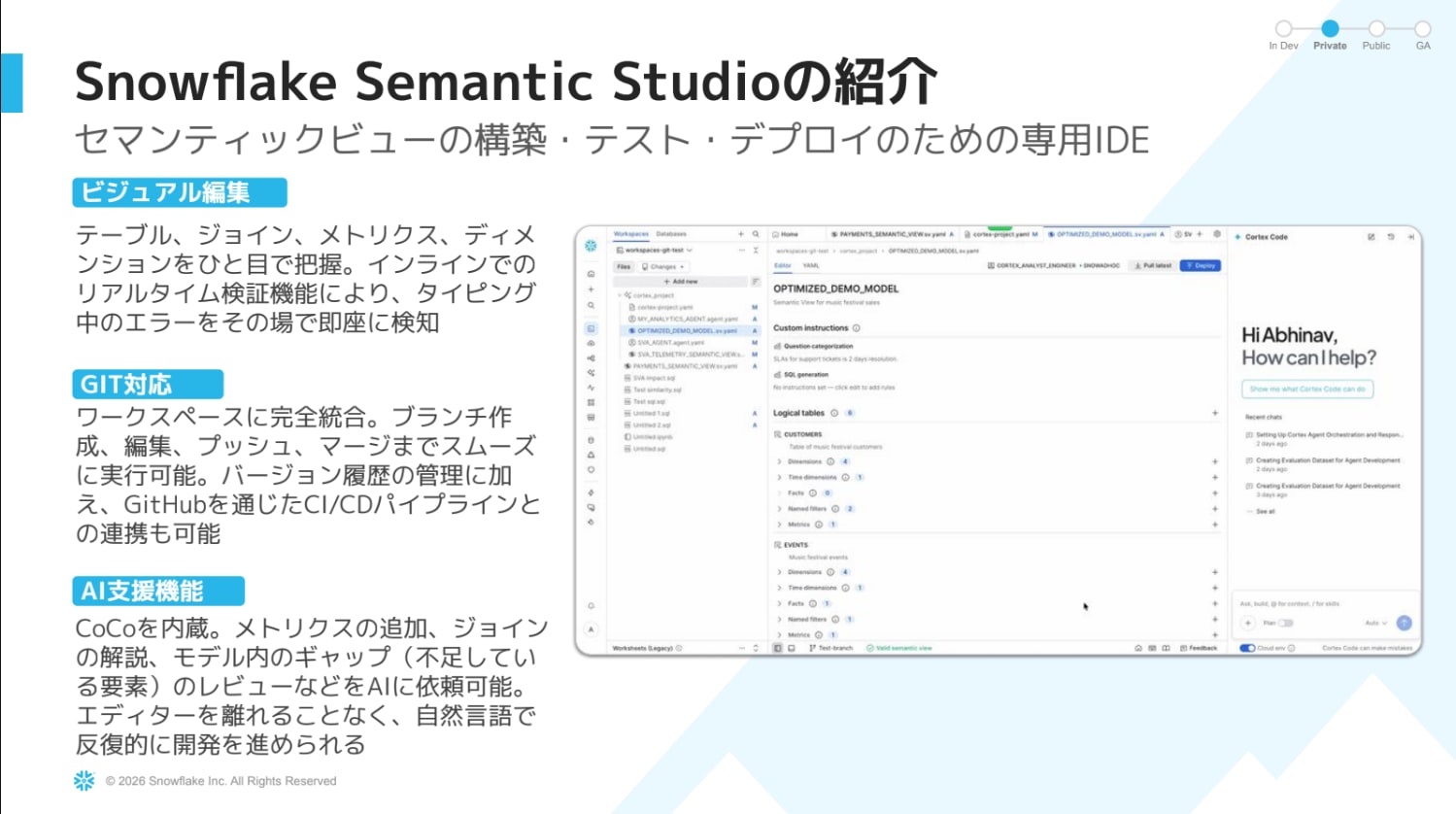 Snowflake Semantic Studio のスライド