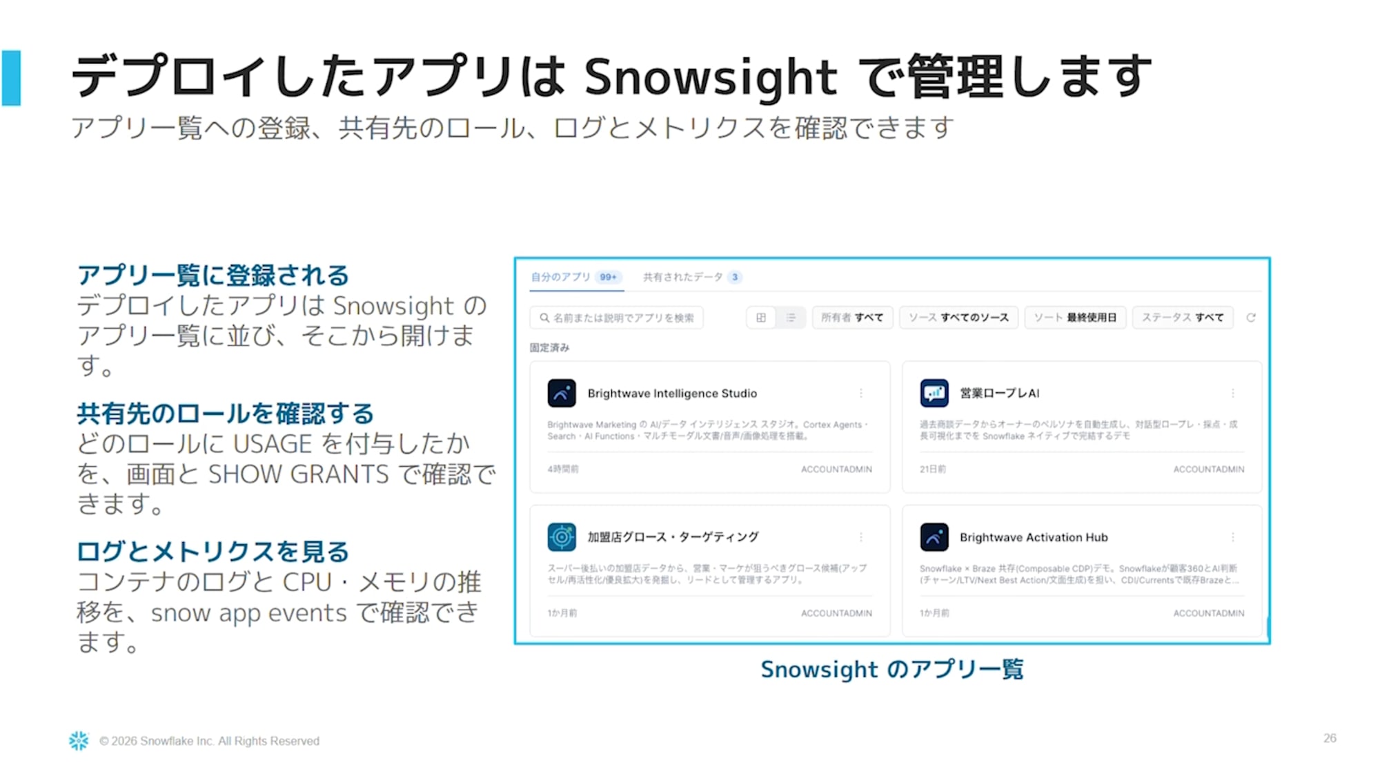Snowsightで表示