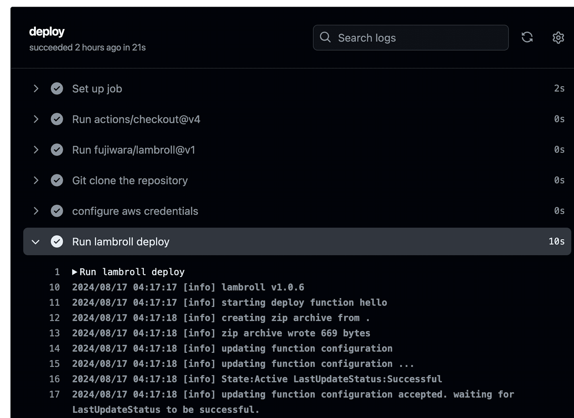 lambroll-run-workflow-log