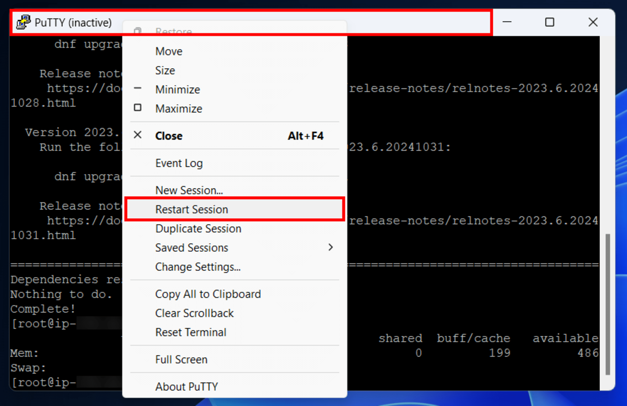 check_memory_in_putty