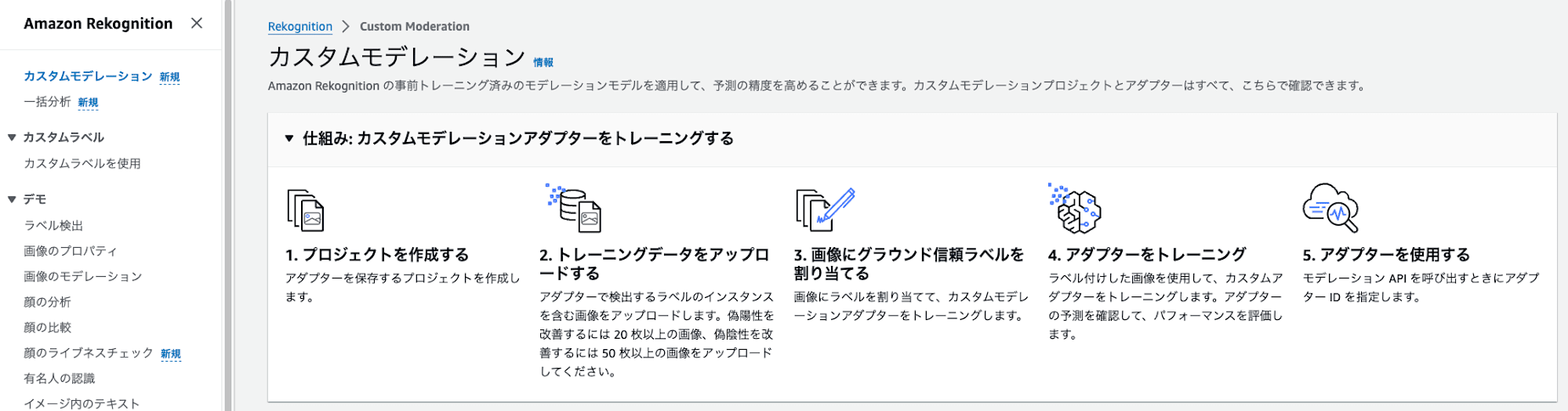 Amazon Rekognitionのカスタムモデレーション