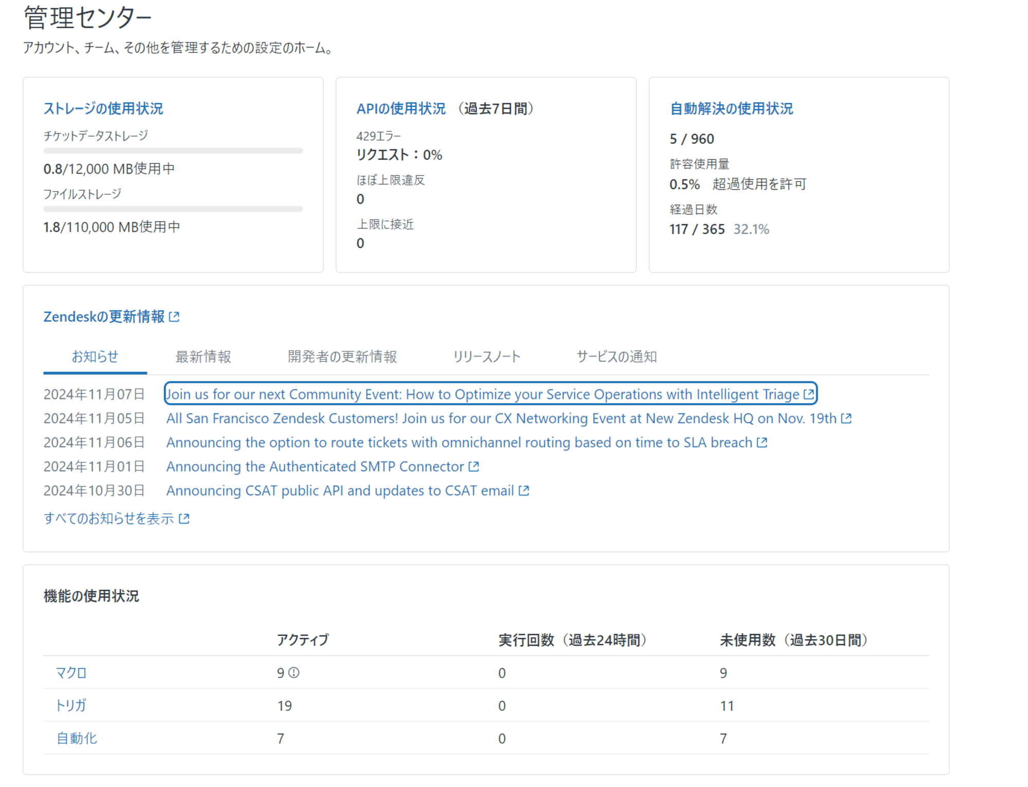 管理センターのホーム