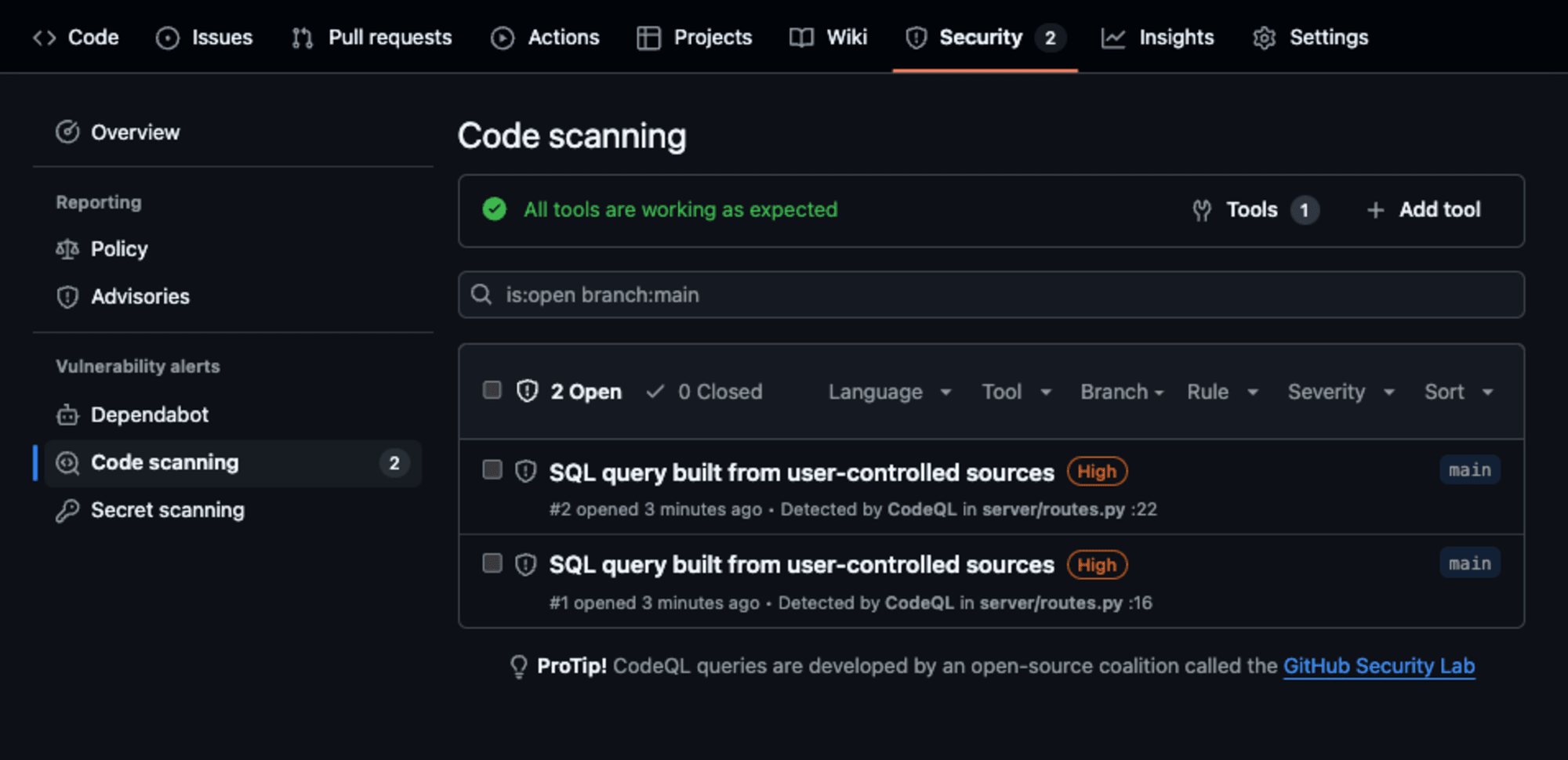 list_code_scanning