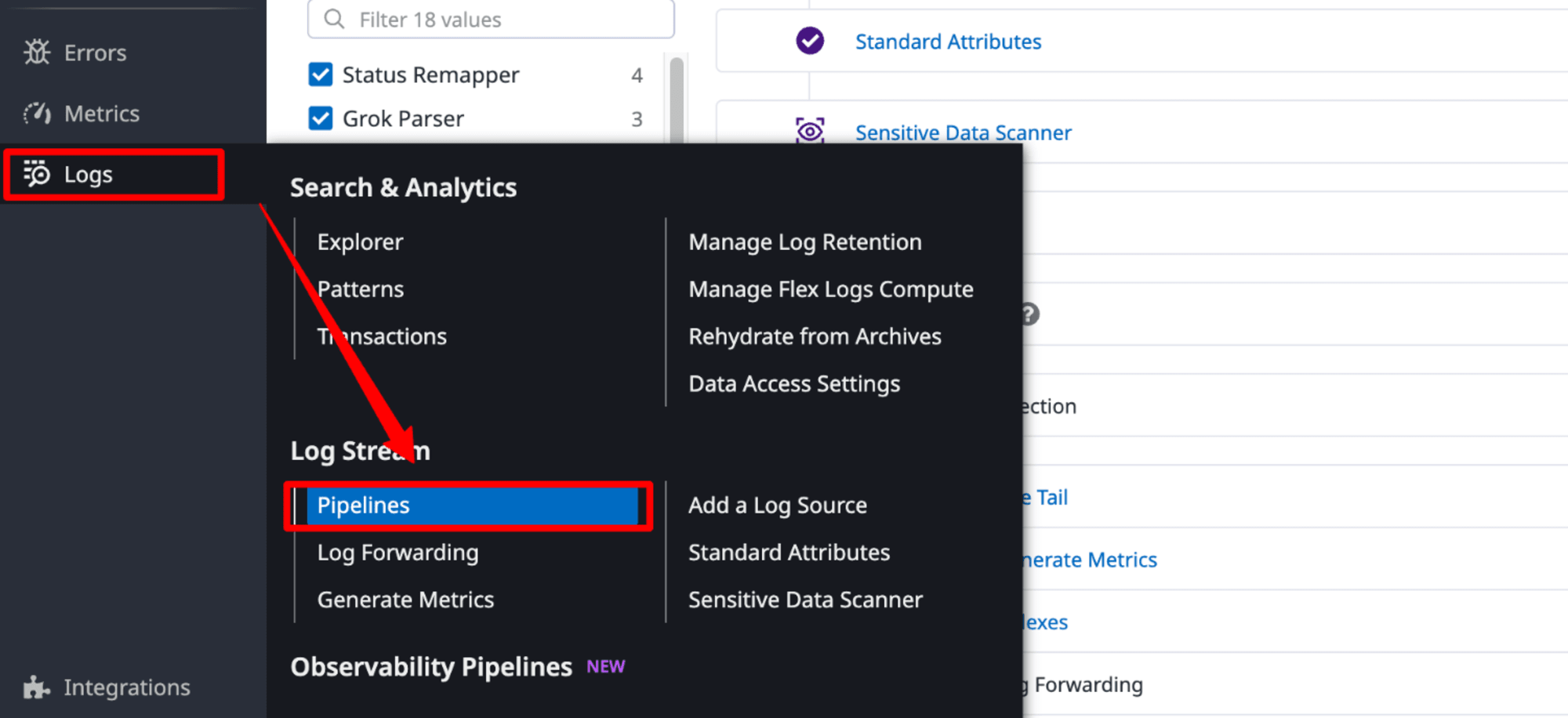 pipelinemenu