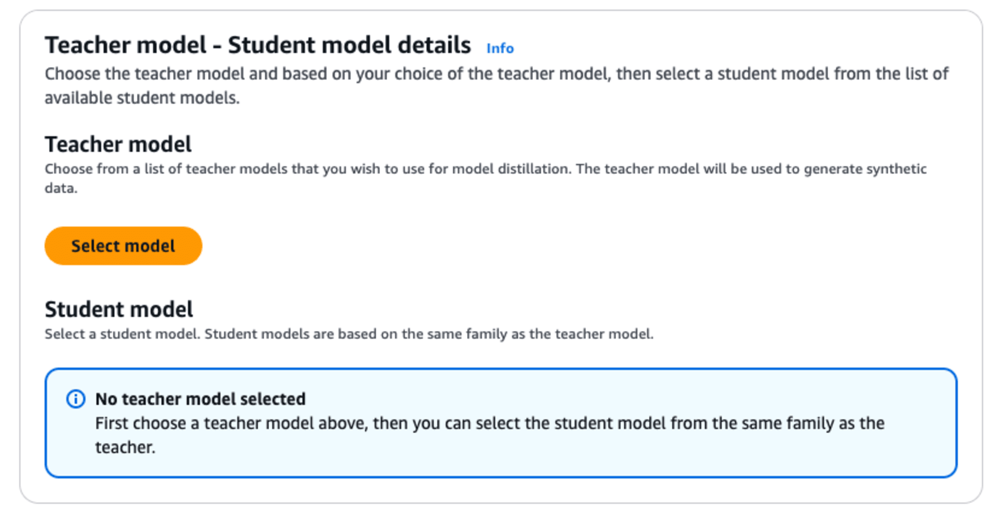 Teacher model - Student model details