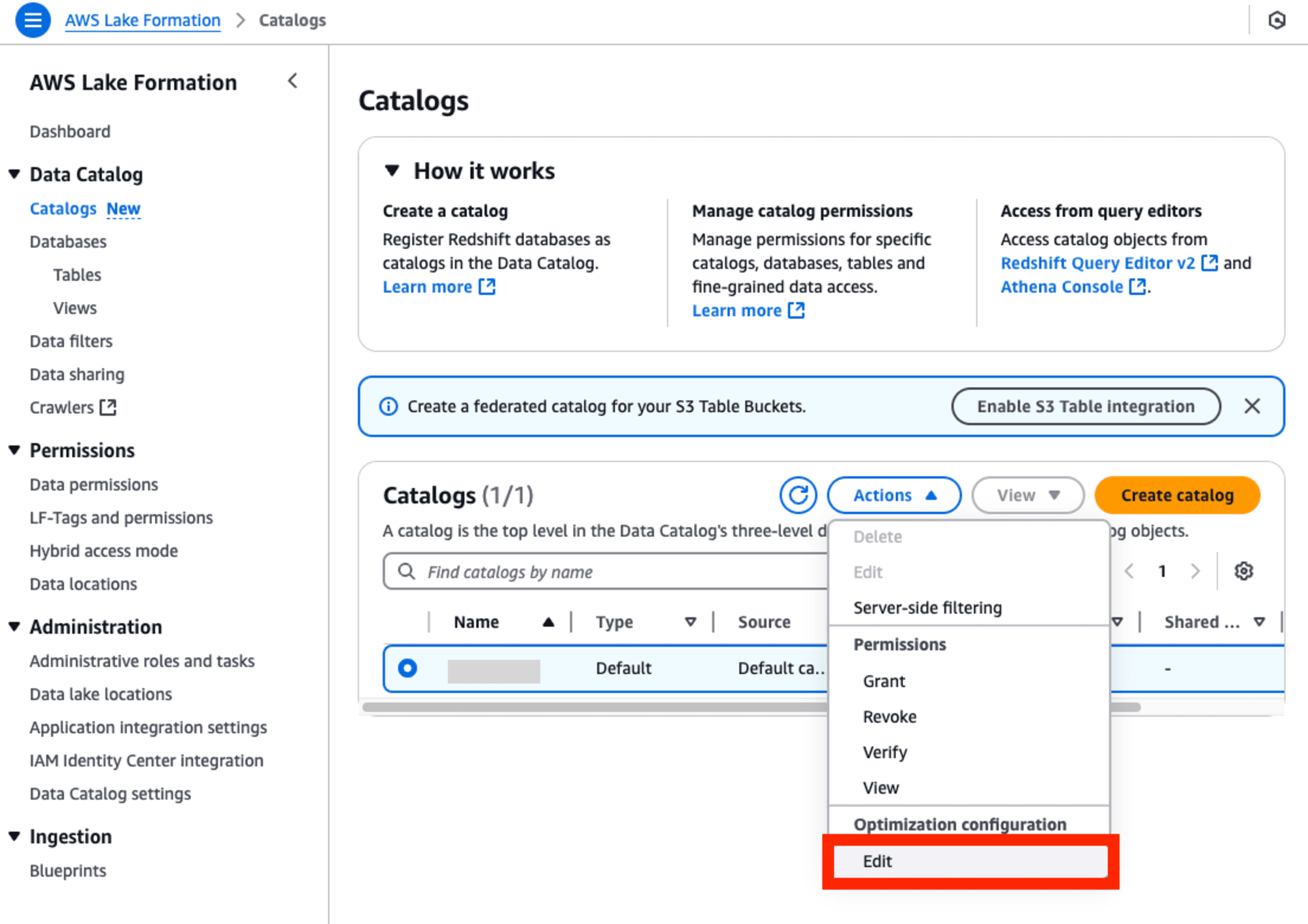 Optimization configurationのEdit