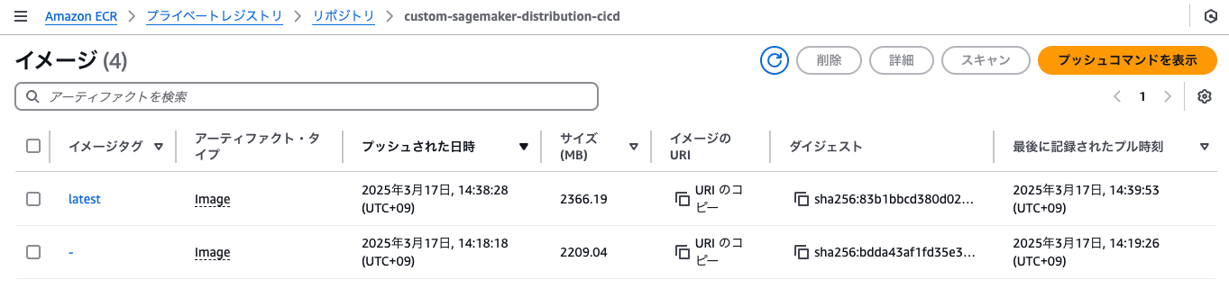 PUSHされたイメージ