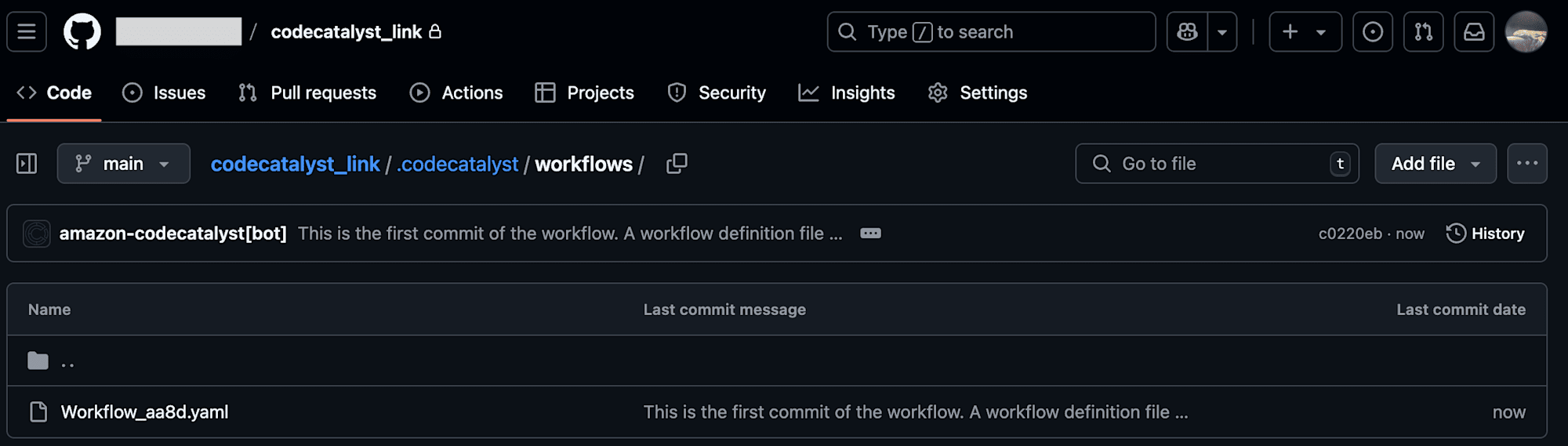 GitHub側にできたワークフロー定義